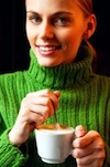 drinking coffee